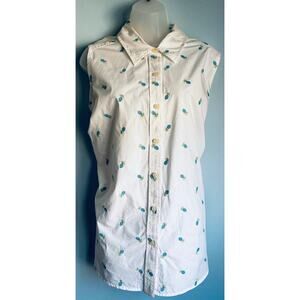 Tommy Hilfiger Woman Collared Tank Pineapple Emboirdered 3X